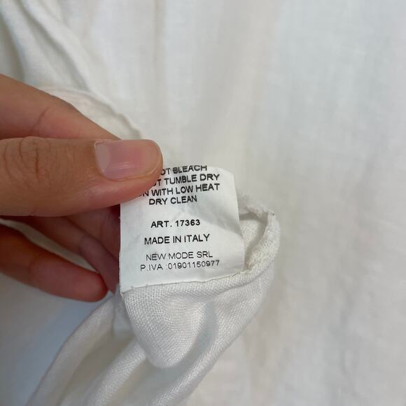 Italian White Linen 3/4 Sleeve Peasant Blouse - Picture 8 of 8